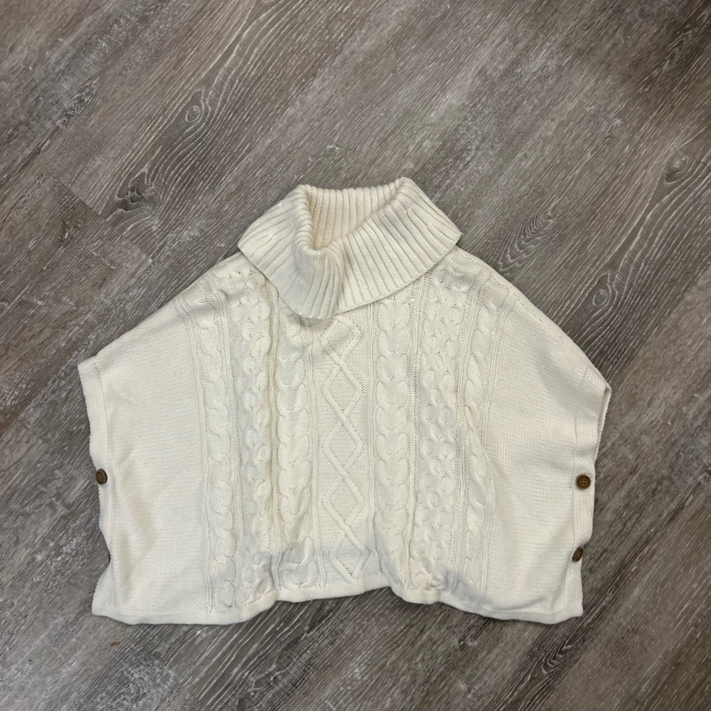 Girls GAP Cream Cowl Neck Cable Knit Sweater